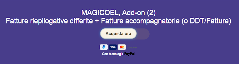 MAGICOEL Attivazione estensione (add-on), links per l'acquisto dei moduli MAGICOEL Attivazione estensione (add-on), links per l'acquisto dei moduli