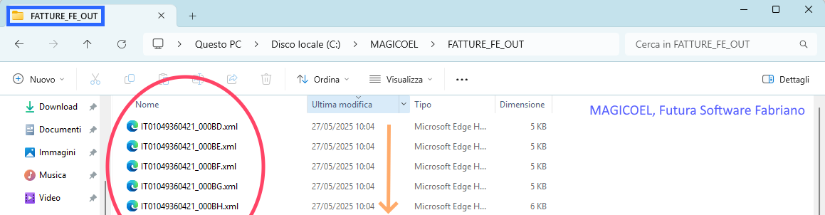MAGICOEL Fatture elettroniche, Cartella file in fomato XML MAGICOEL Fatture elettroniche, Cartella file in fomato XML