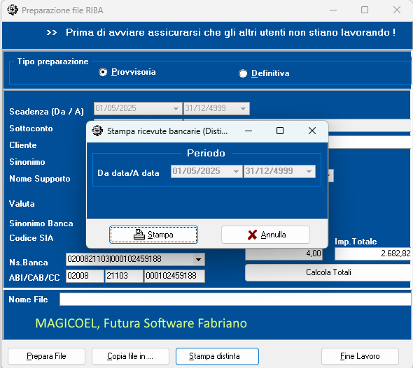 MAGICOEL Ricevute Bancarie, Stampa grafica della distinta MAGICOEL Ricevute Bancarie, Stampa grafica della distinta