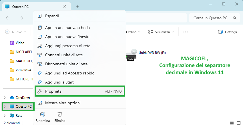 MAGICOEL Configurazione del separatore decimale in Windows 11 MAGICOEL Configurazione del separatore decimale in Windows 11