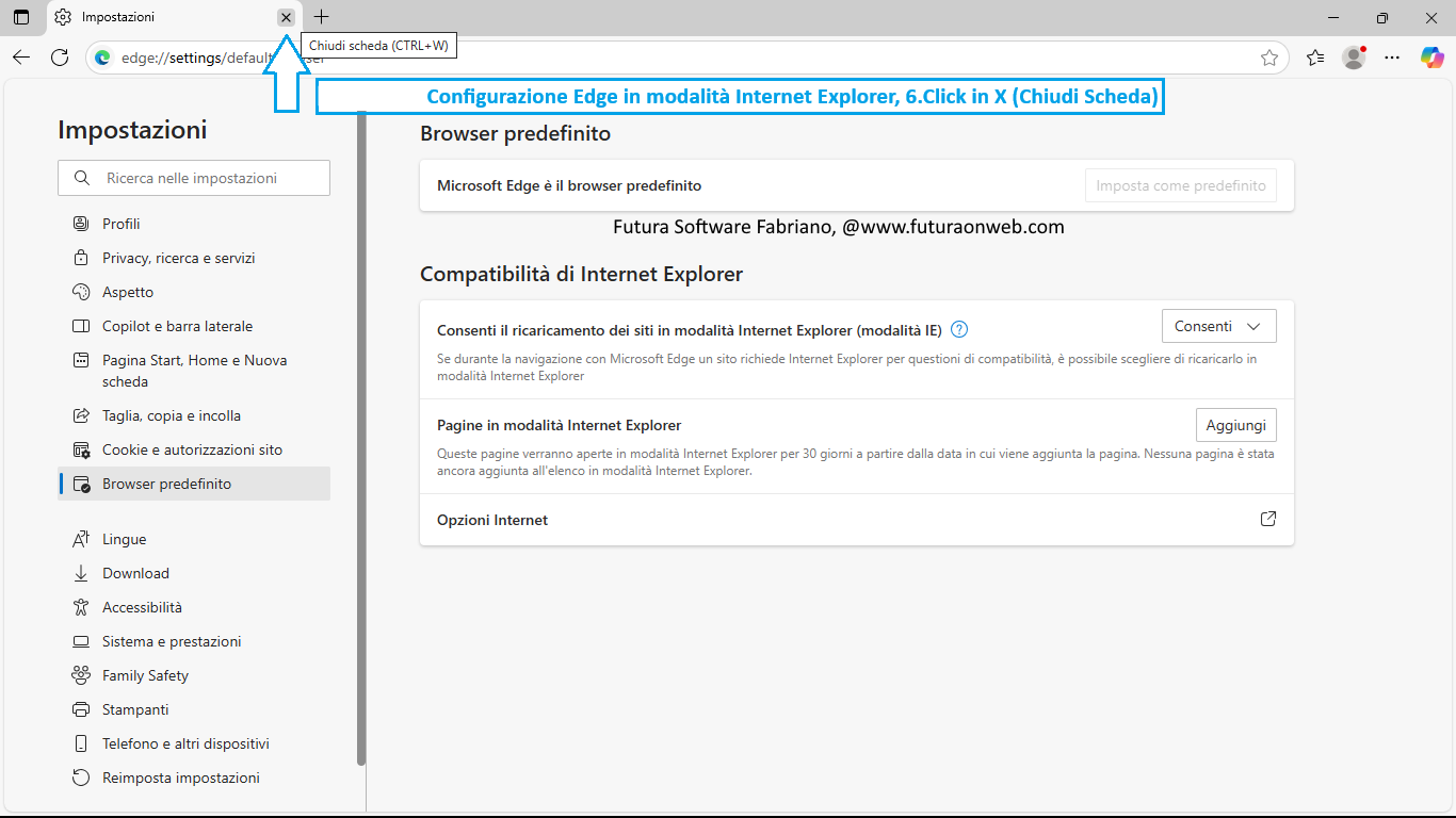 Configurazione del browser Microsoft Edge in modalità Internet Explorer Configurazione del browser Microsoft Edge in modalità Internet Explorer
